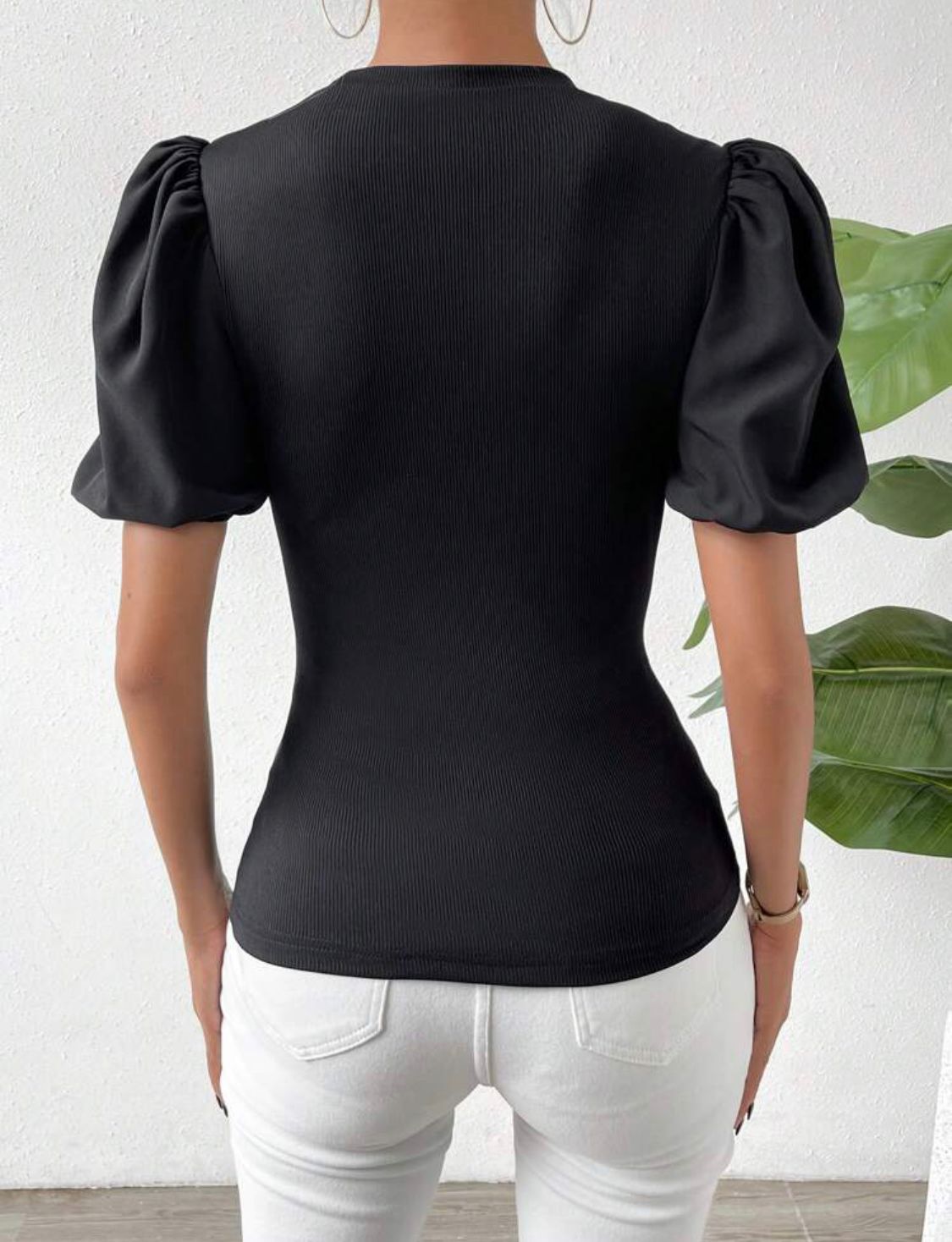 Pearls Beaded Puff Sleeve Tee