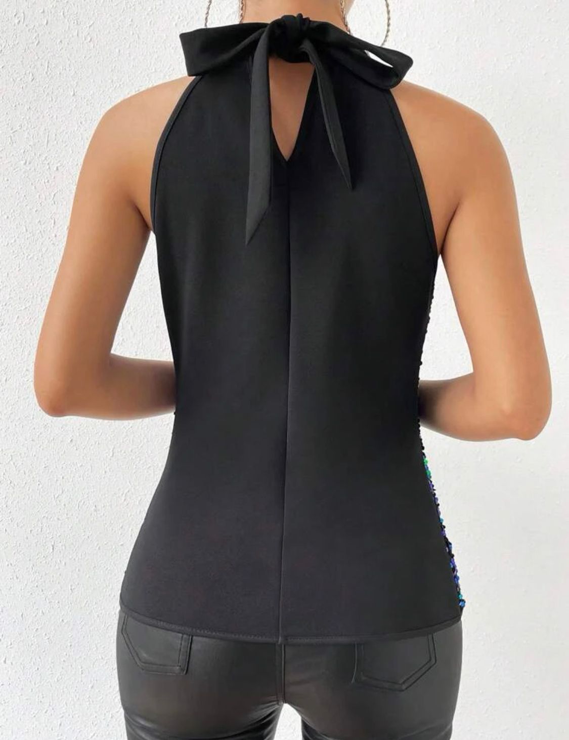 Keyhole Back Sequin Halter Top