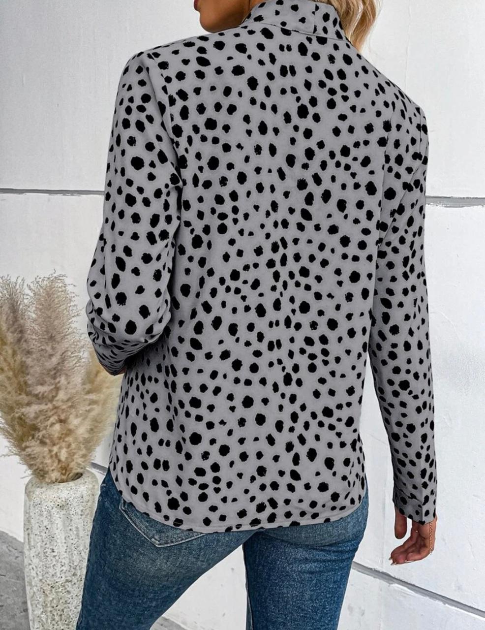 Tie Neck Dalmatian Print Blouse