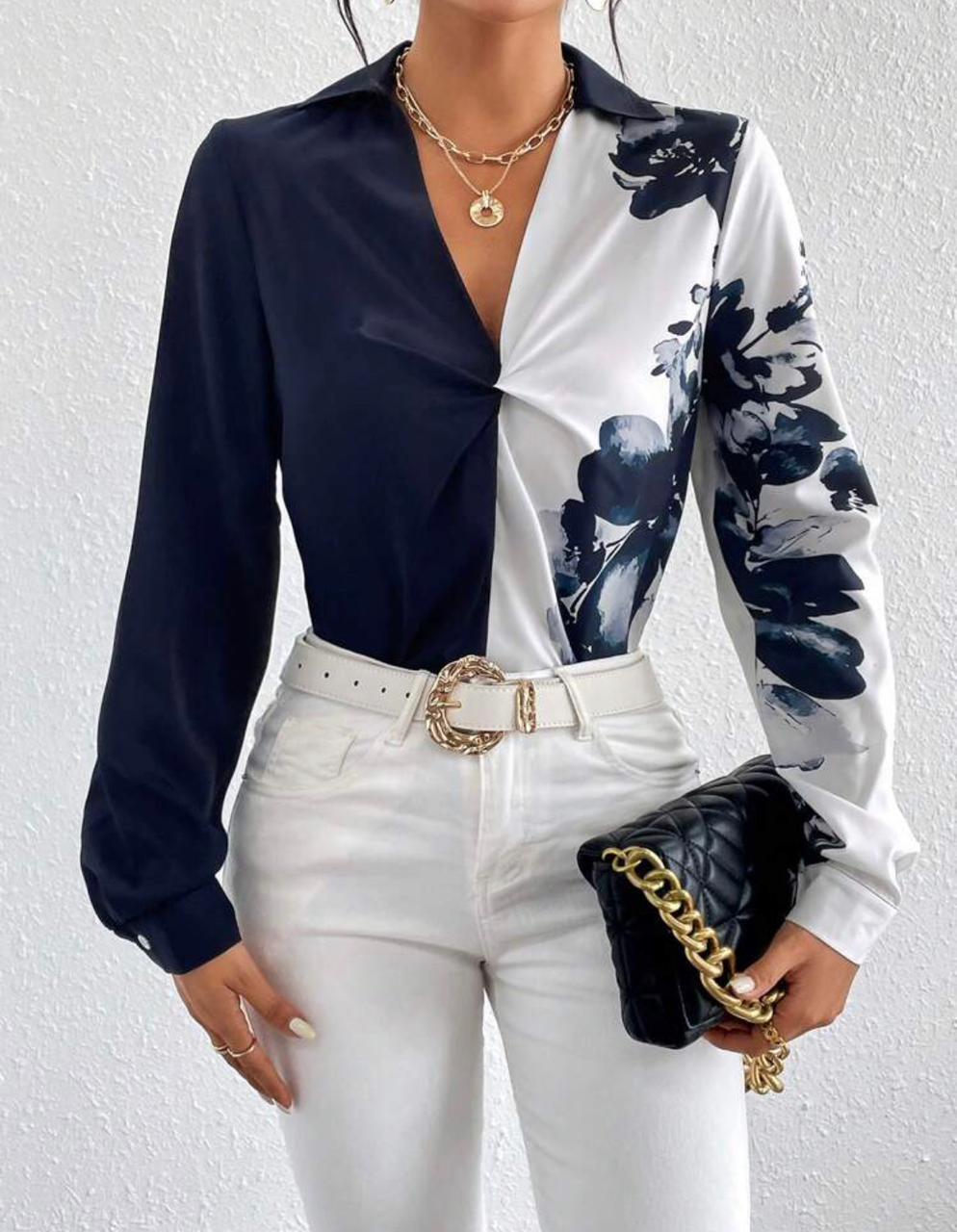 Floral Print Twist Front Shirt