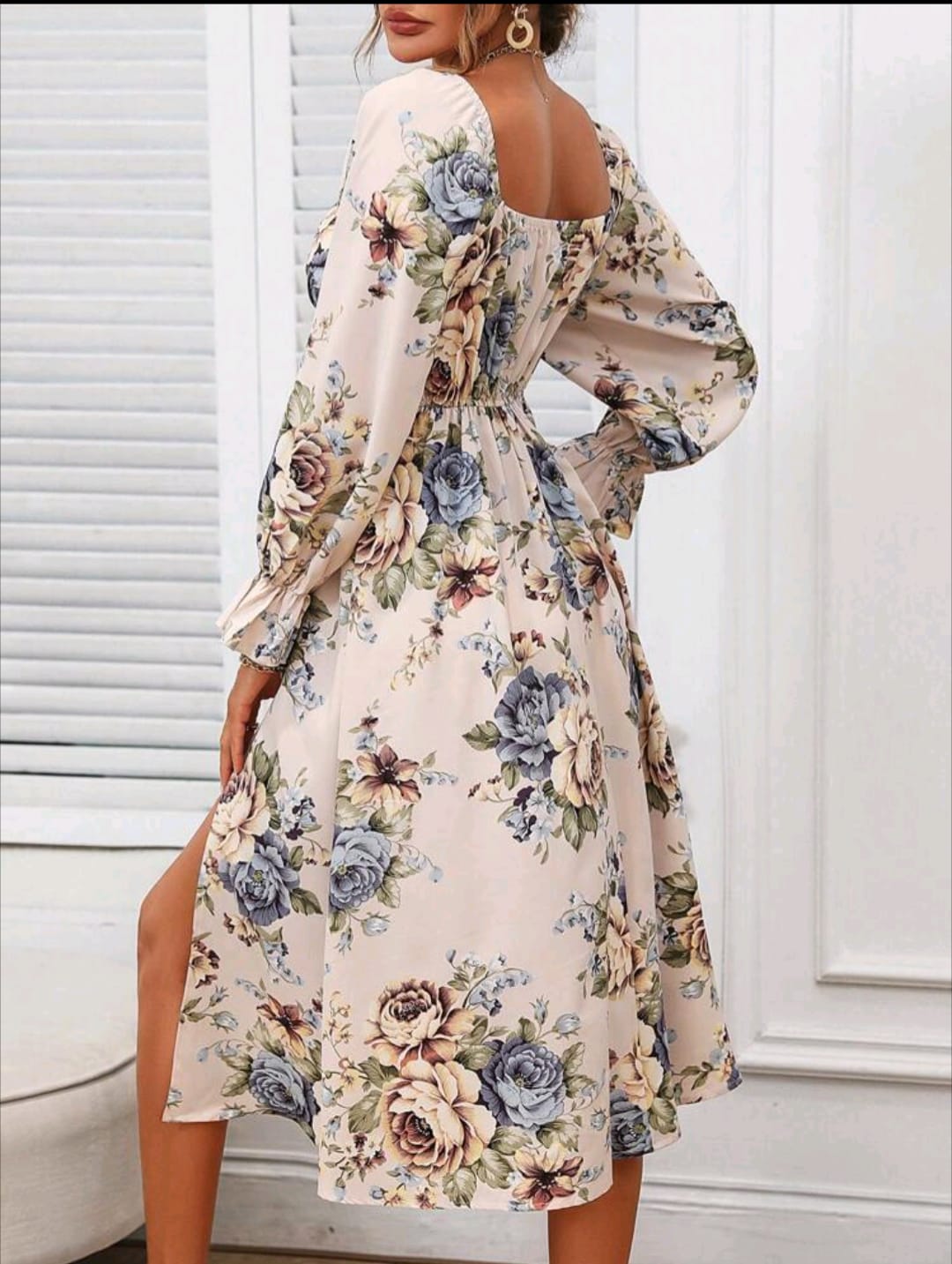 Floral Print Split Thigh Dress