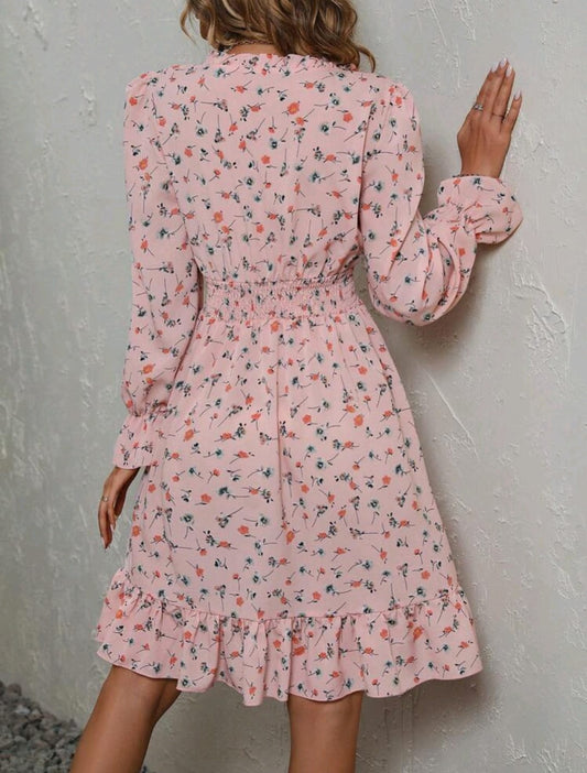 Floral Print Ruffle Hem Dress