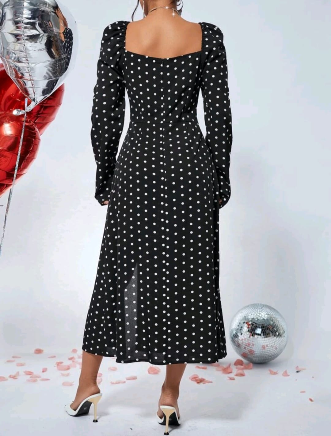 Polka Dot Puff Sleeve Dress