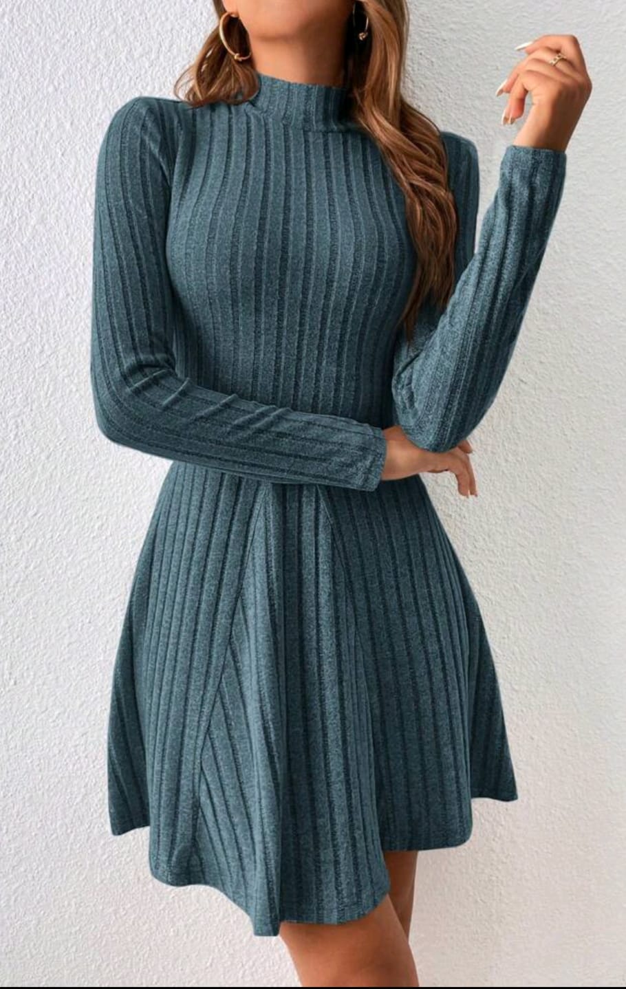 Mock Neck Rib Dress