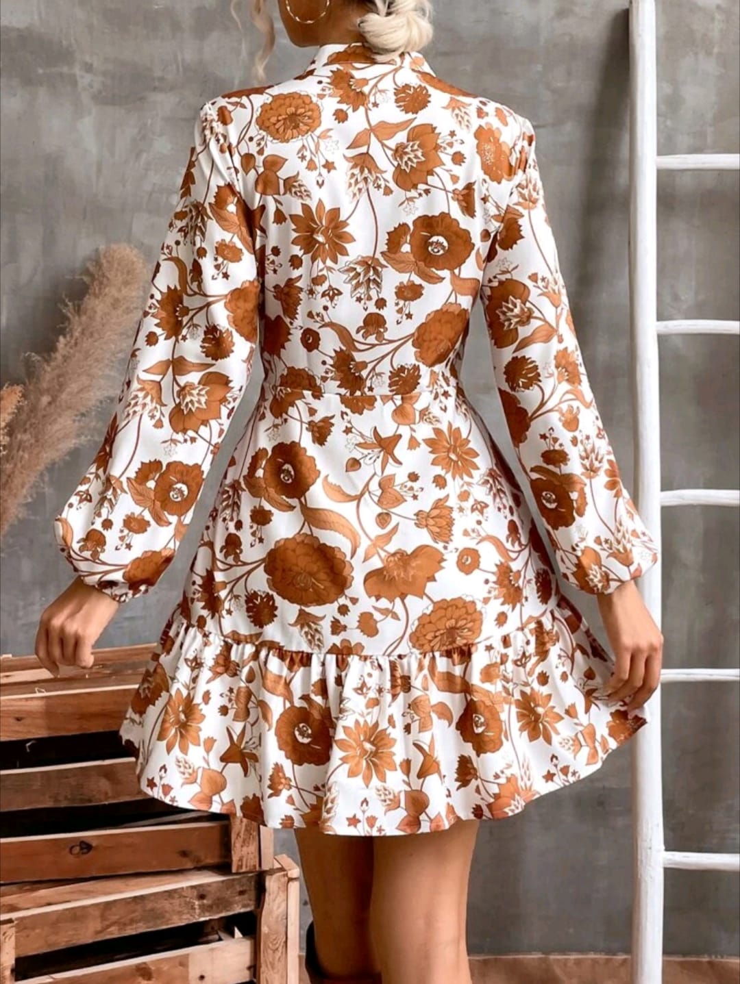 Floral Print Ruffle Hem Dress