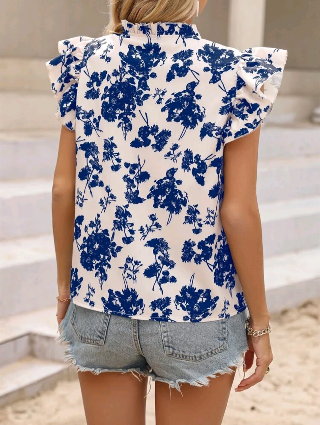 Butterfly Sleeve Popover Blouse