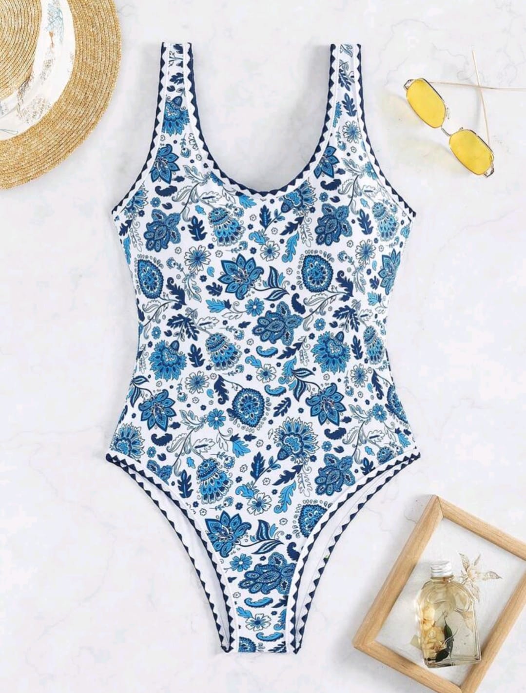 Floral Print One Piece Swimsuit