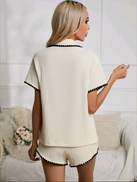 Contrast Binding Button Front Lounge Set