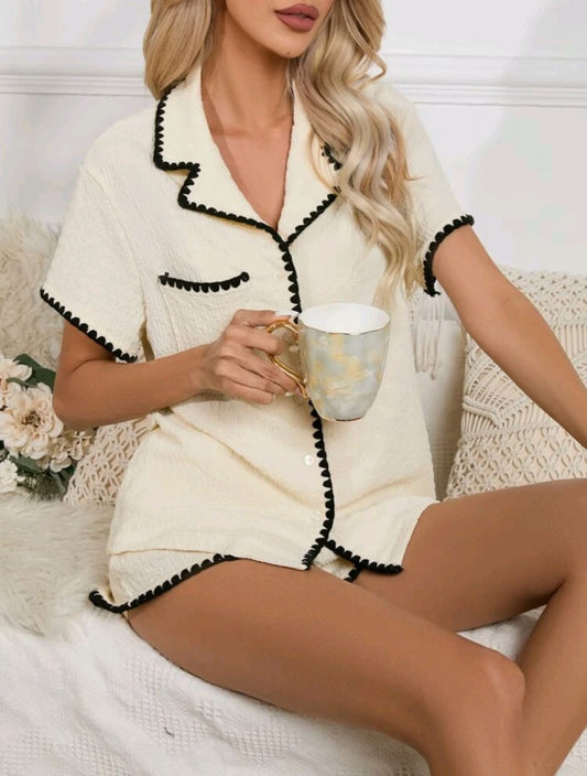 Contrast Binding Button Front Lounge Set