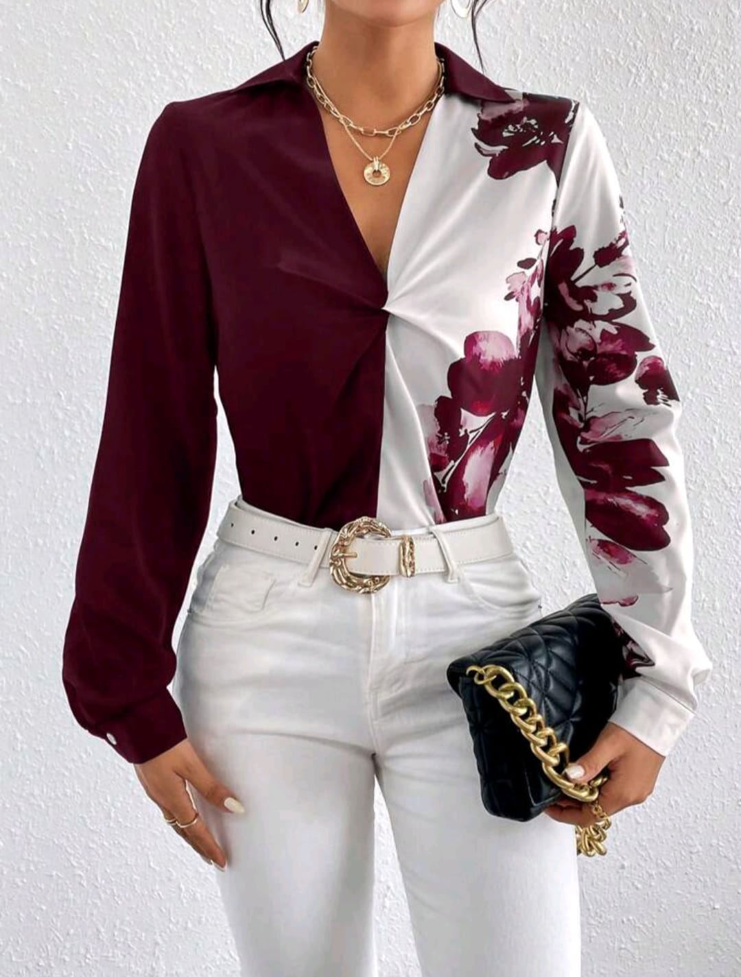 Floral Print Twist Front Blouse