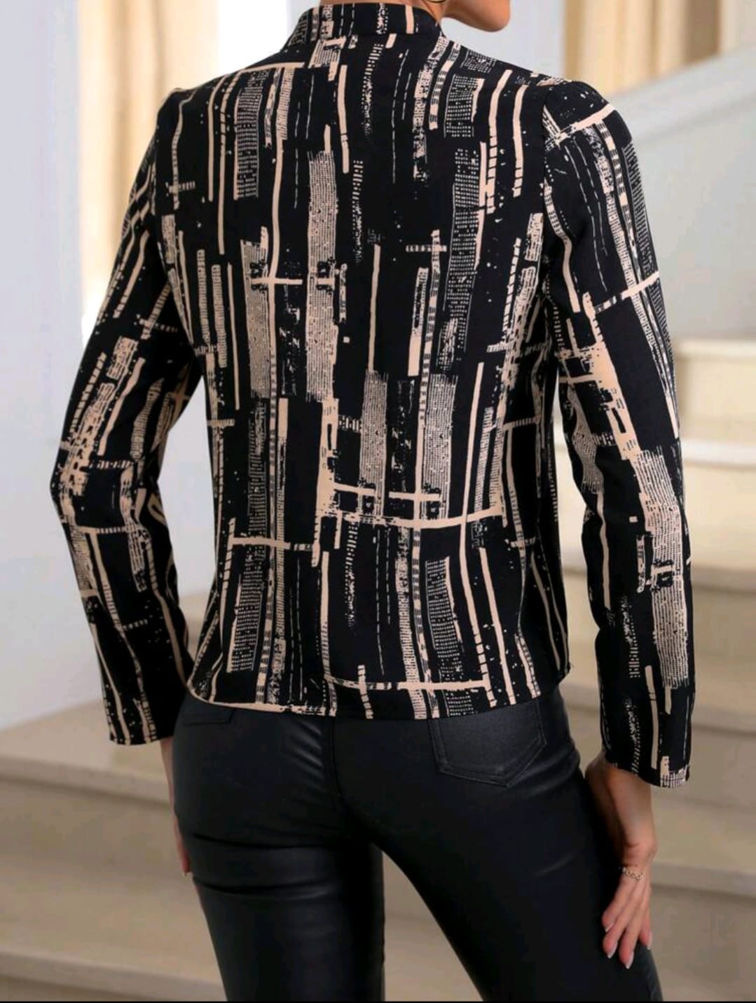 Allover Print Notched Neckline Blouse