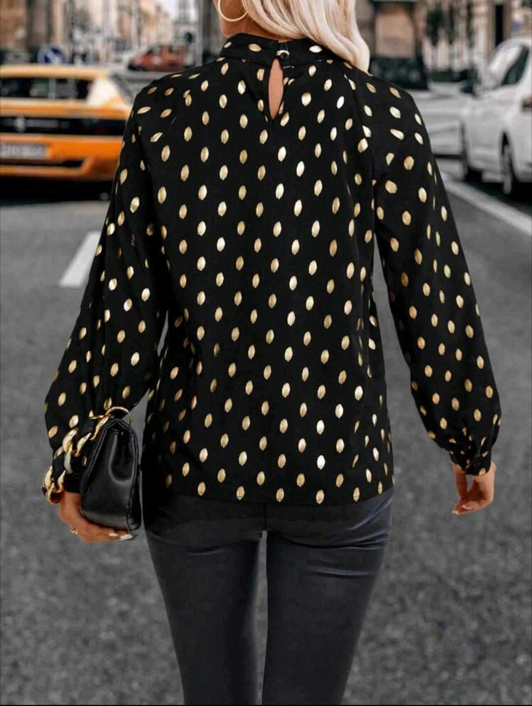 Gold Dot Print Blouse