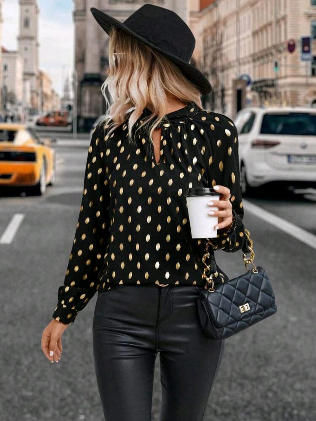 Gold Dot Print Blouse