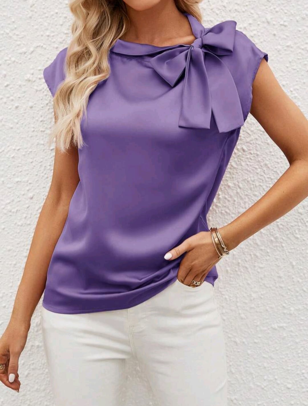 Batwing Sleeve Satin Blouse