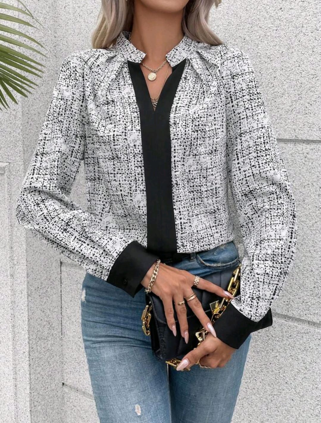 Contrast Trim Blouse