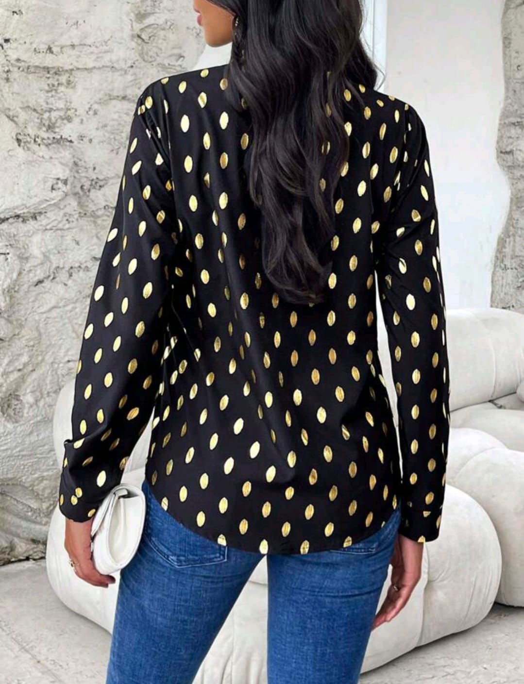 Gold Dot Print Blouse