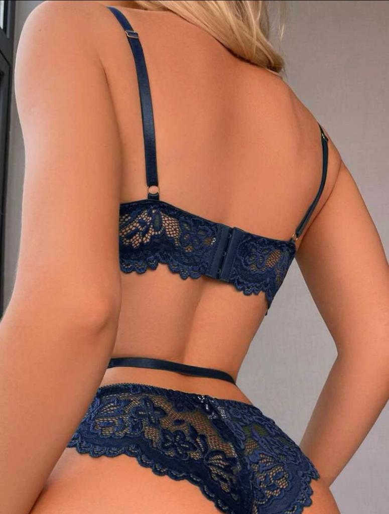 4pack Floral Lace Underwire Lingerie Set