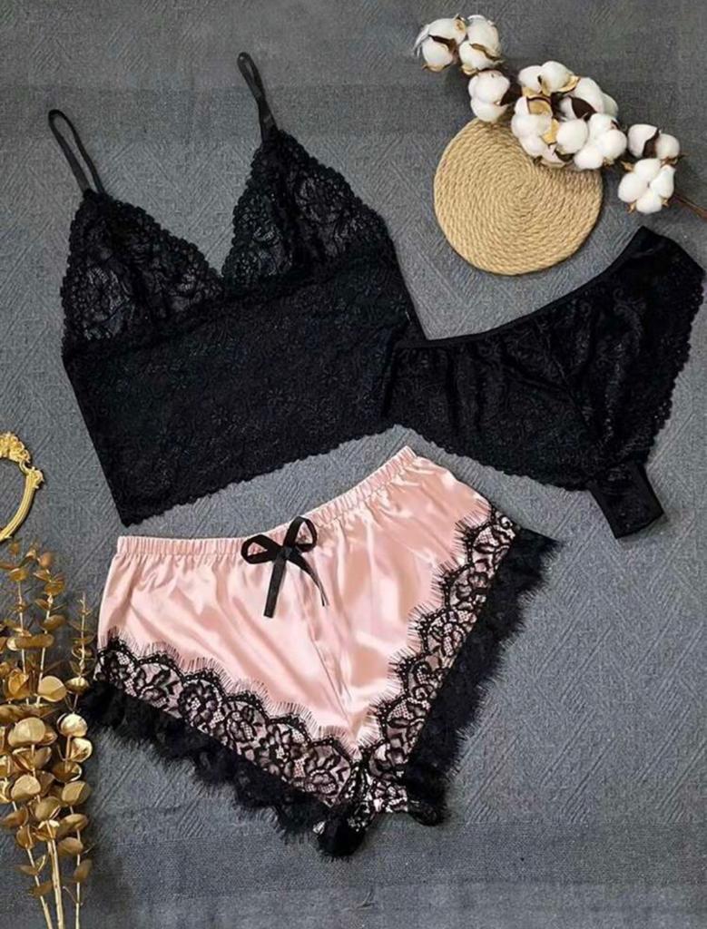 3pack Floral Lace Lingerie Set