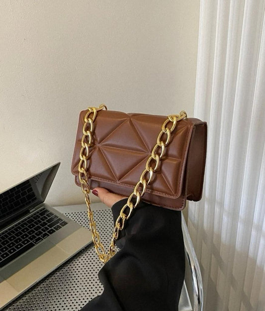 Mini Embossed Detail Chain Flap Square Bag