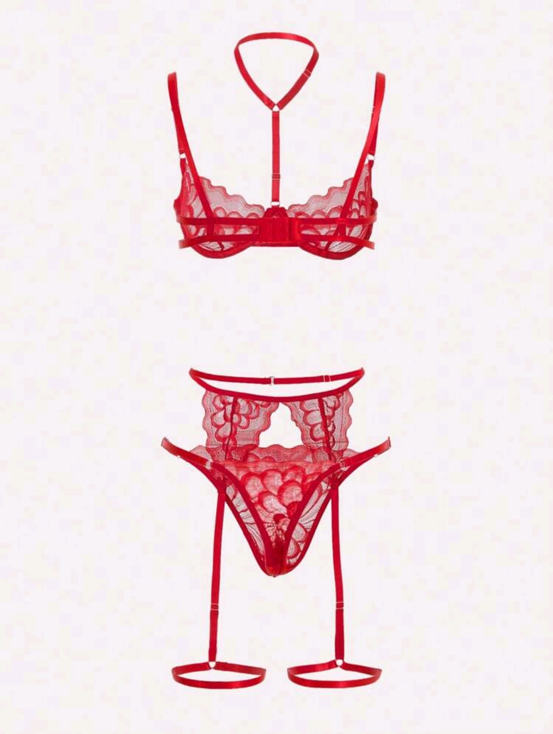 Lace Garter Underwire Lingerie Set