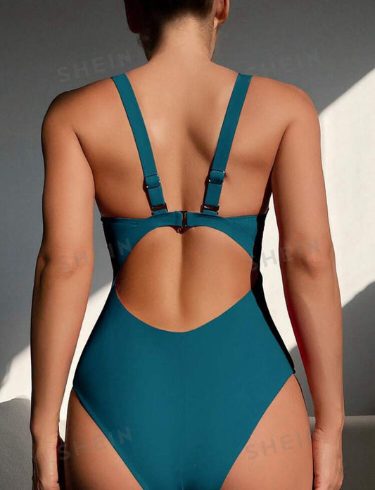 Knot Front Cut-out One Piece Swimsuit