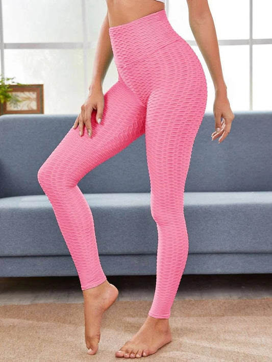 Pink Wide Band Waist Anti-Cellulite Sports Legging