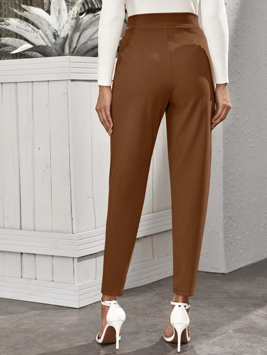 High-Rise Slant Pocket Tapered Pants