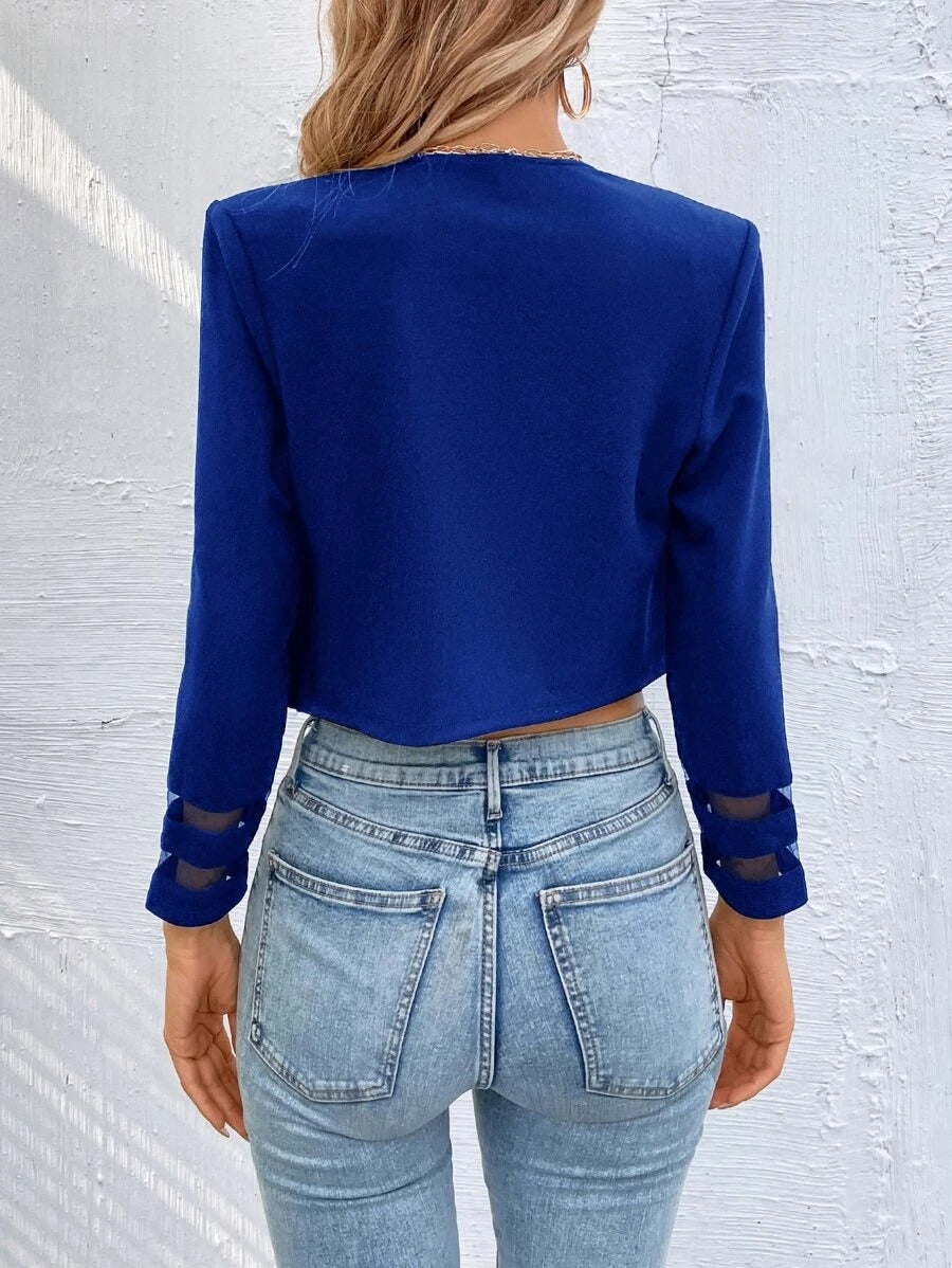 Blue Mesh Open Front Jacket