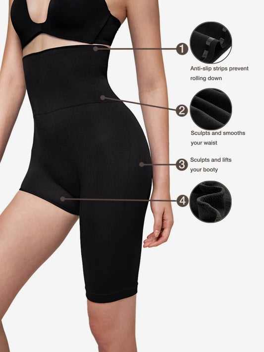 Wideband Waist Asymmetrical Hem Shapewear Shorts