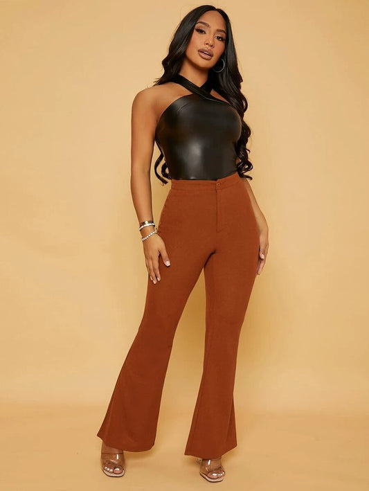 Solid Flare Leg Pants