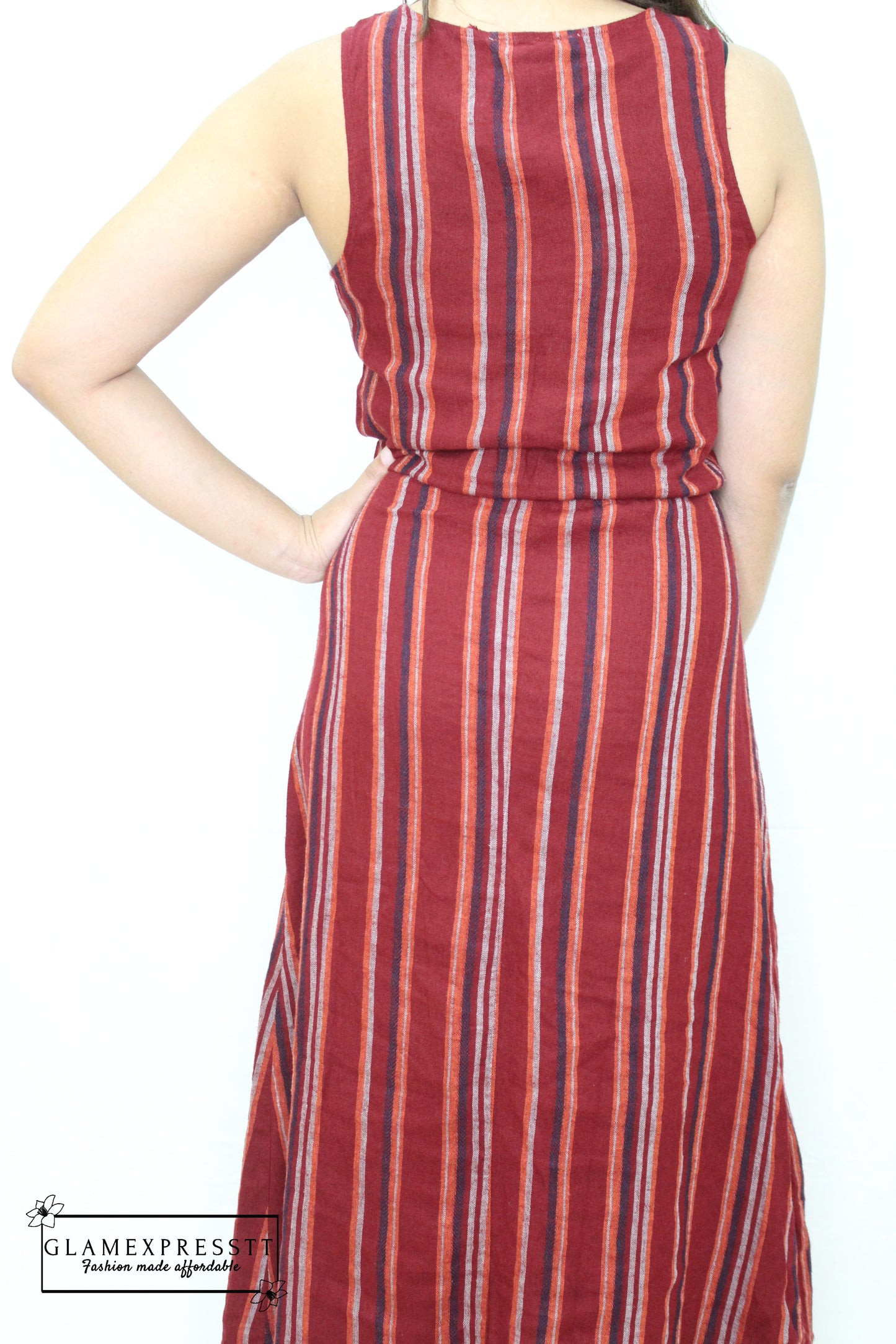 Red Stripe Button Up Maxi