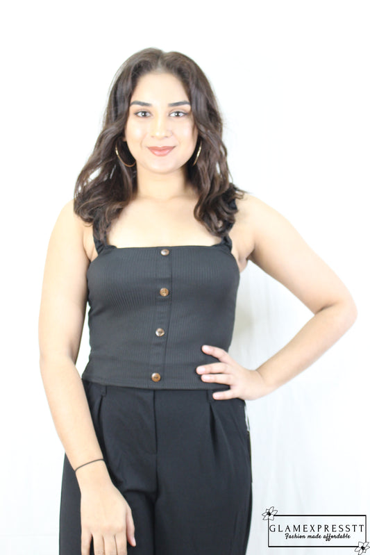 Strap Button Style Crop Top