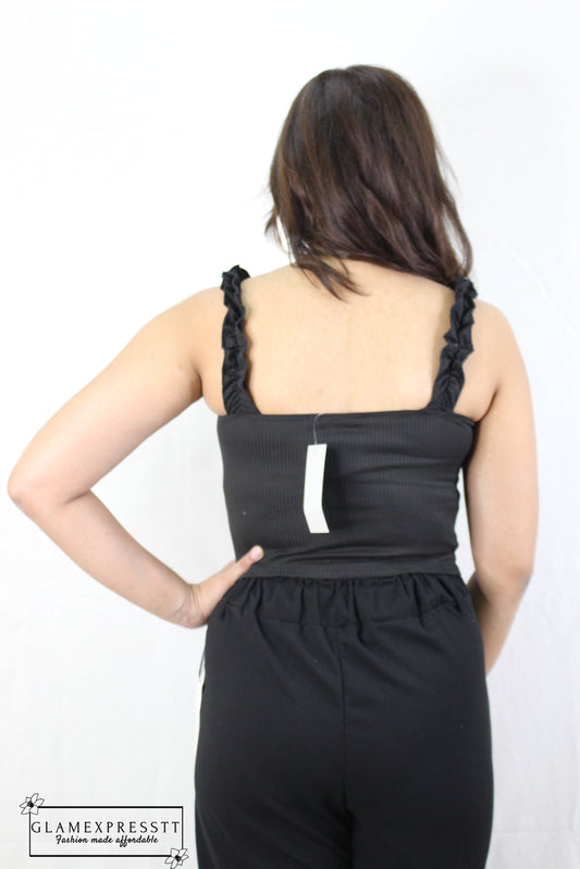 Strap Button Style Crop Top