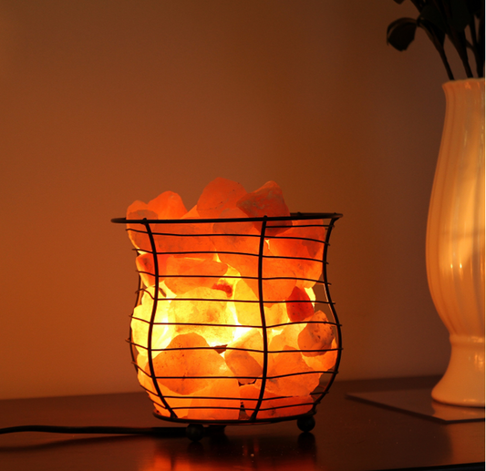 HIMALAYAN SALT LAMP WITH METAL FRAME