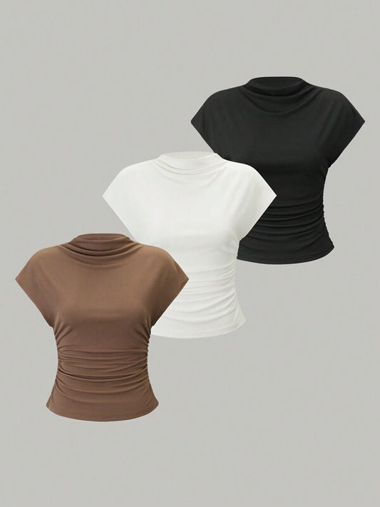 3pcs Stand Collar Batwing Sleeve T-Shirt