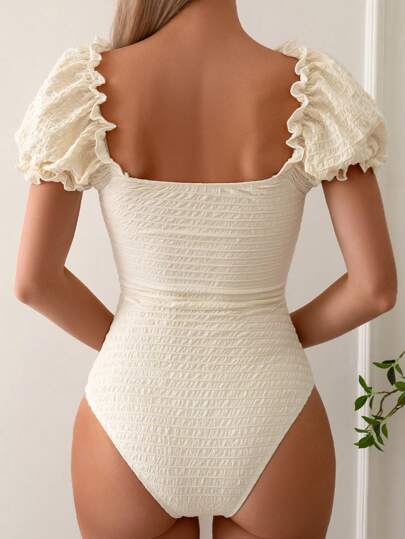 Puff Sleeve One-Piece Swimsuit