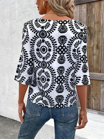 Plant Printed 3/4 Sleeve Shirt