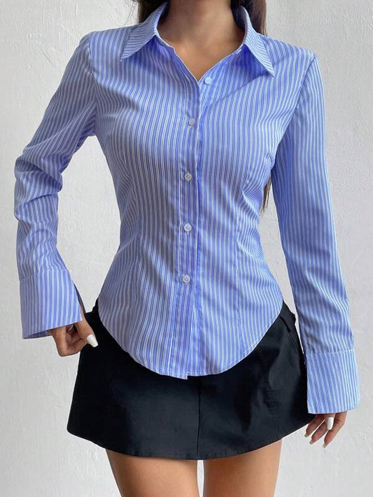 Slim Fit Striped Long Sleeve Shirt