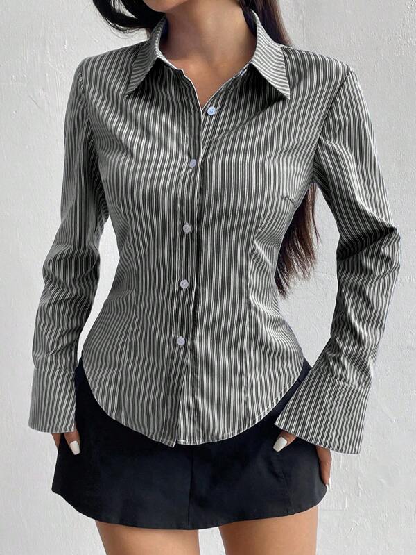 Slim Fit Striped Long Sleeve Shirt