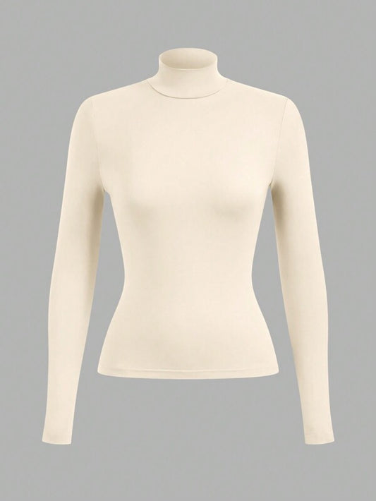 Women's Cream Turtleneck Top
