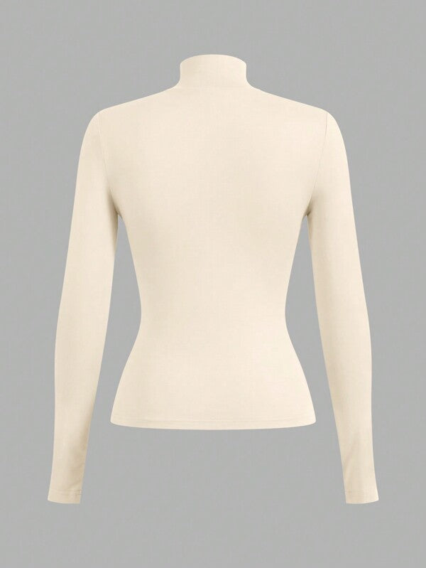 Women's Cream Turtleneck Top