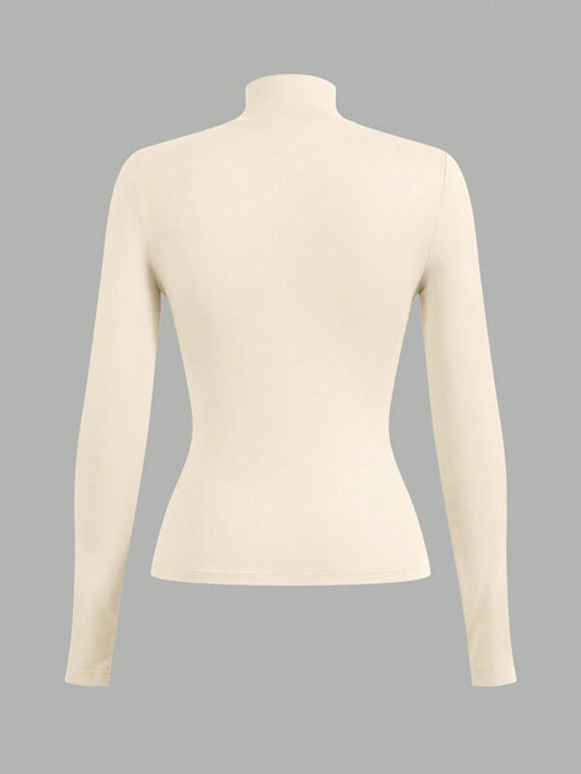 Women's Cream Turtleneck Top