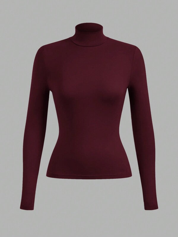 Solid Color Long Sleeve Crew Neck Top