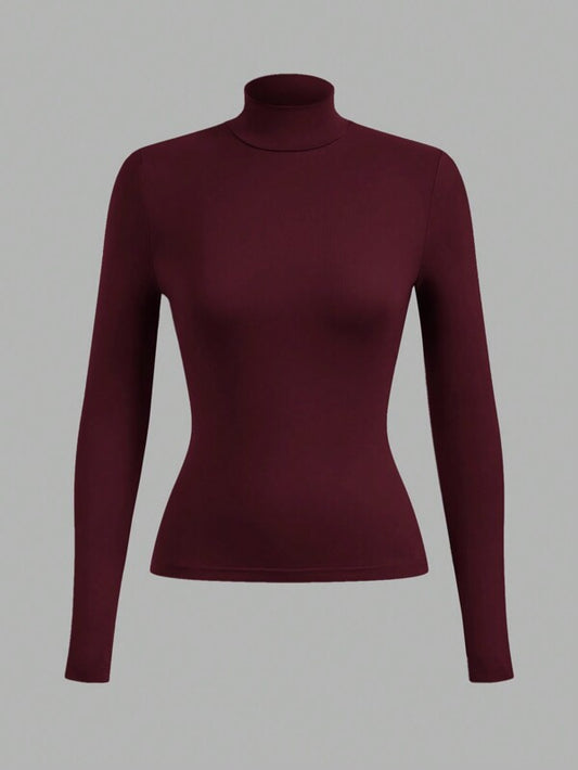 Solid Color Long Sleeve Crew Neck Top