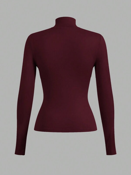 Solid Color Long Sleeve Crew Neck Top