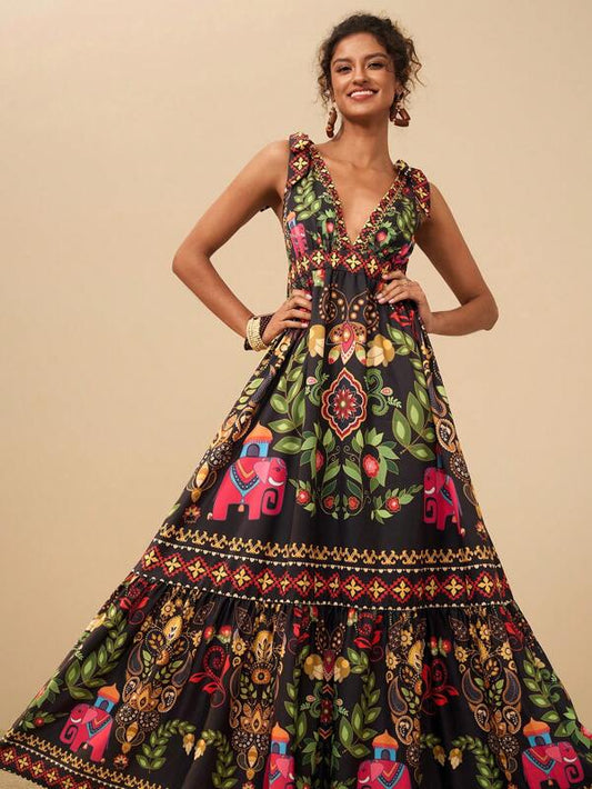 Tropical Printed Maxi Dress