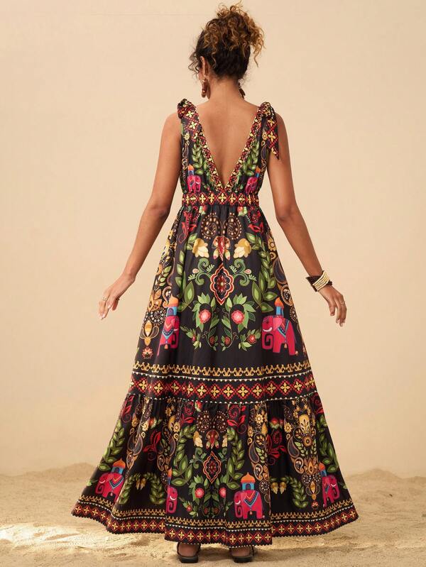 Tropical Printed Maxi Dress