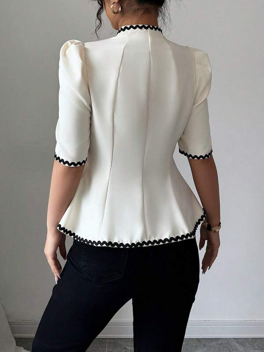 Contrast Trim Short Sleeve Shirt