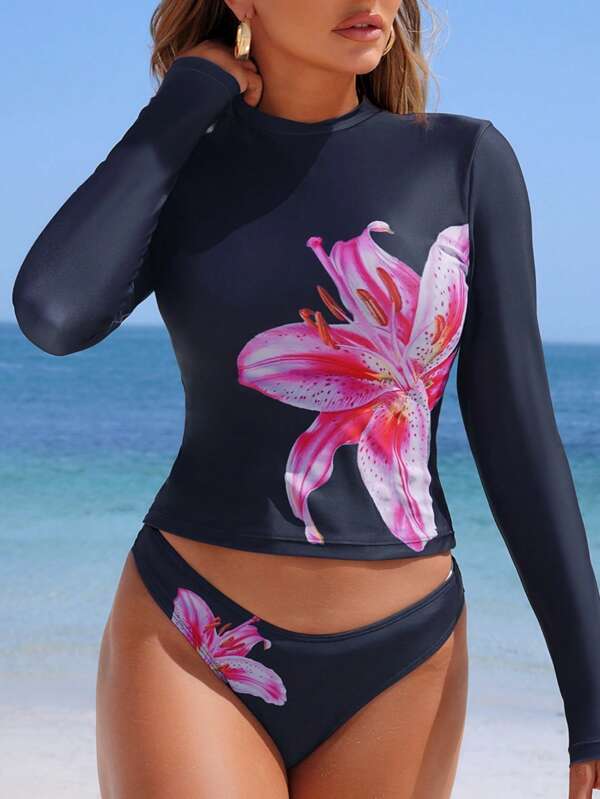 Floral Print Beach Activewear Tankini Set