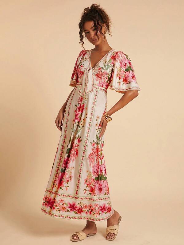 Maxi Dress With Flounce Sleeves